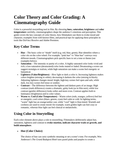 Mastering Colour Theory: Essential Insights for Cinematographers visualisation